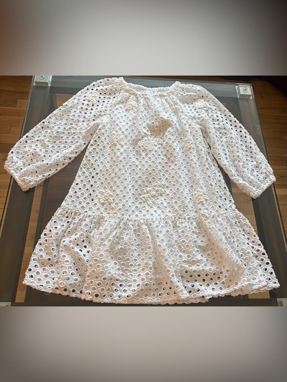 ZARA Girls Sz.13-14 white Eyelet Embroidered Dress
